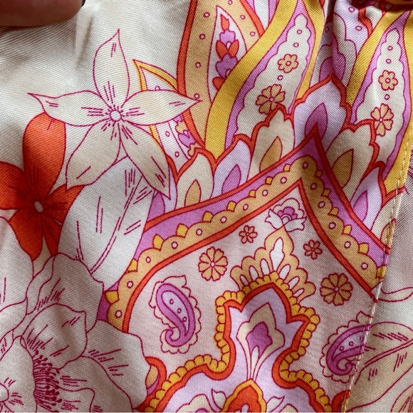 🌸 ZARA PINK MULTI PRINTED SATIN HIGH WAIST ANKLE TIE BAGGY ‘THE SASHA’ PANTS! - Picture 6 of 16